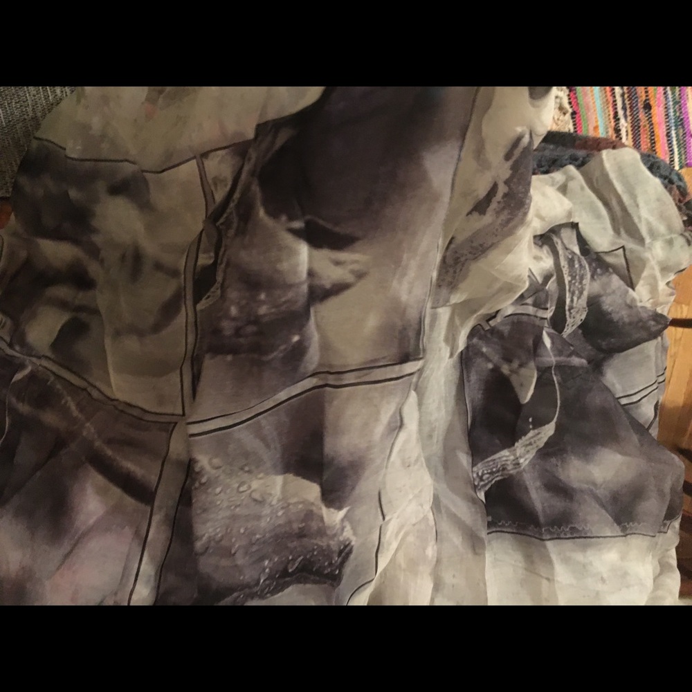 B&w tulips Gaultier silk sheer beach skirt